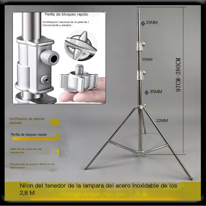 2.8m Heavy-Duty Stainless Steel Photography Light Stand