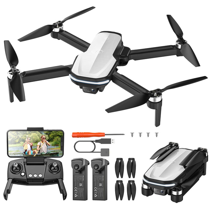 Holy Stone FPV Drone with 1080P HD Camera for Beginner Adults and Kids HS280D Foldable RC Quadcopter with Brushless Motor Optical Flow Tap Fly Voice Control Gesture Selfie 2 Modular Batteries