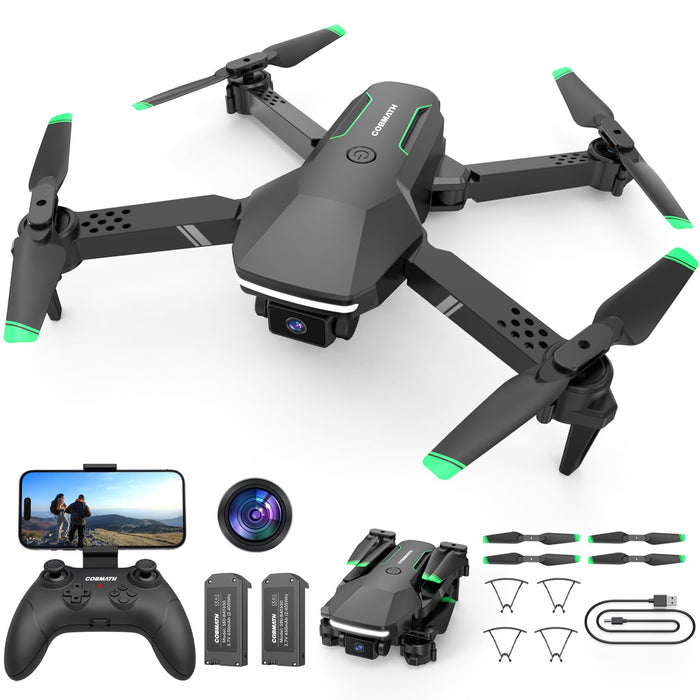 Mini Drone with Camera for Kids Adults - Foldable Remote Control Helicopter Toys Gifts for Boys Girls 1080P HD FPV RC Quadcopter with Gesture Selfie Altitude Hold 3 Speed 2 Batteries Black