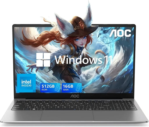 AOC 15.6" Laptop for Home or Work Intel Quad-Core Processor (Up to 3.6GHz) 16GB RAM 512GB SSD Windows 11 Laptops Computer FHD Screen Webcam Light&Thin Metal Shell HDMI Type-C USB3.2 - Gadgetmanic.com