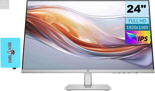 HP Series 5 524sh Monitor (Replaces M24h) 24" FHD IPS 300 Nits Display w/Docztorm USB Port Expander 1x HDMI 1x VGA Flicker-Free -5 to +25 Degrees Adjustable Tilt Black/Silver (2024 Latest Model) - Gadgetmanic.com
