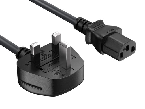 CableLeader 10ft IEC320 C13 to BS1363 England UK Power Cord with Fuse 18AWG 13A/250V Heavy-Duty for PCs Monitors Scanners Printers Britain 3 Prong Type G Plug Black - Gadgetmanic.com