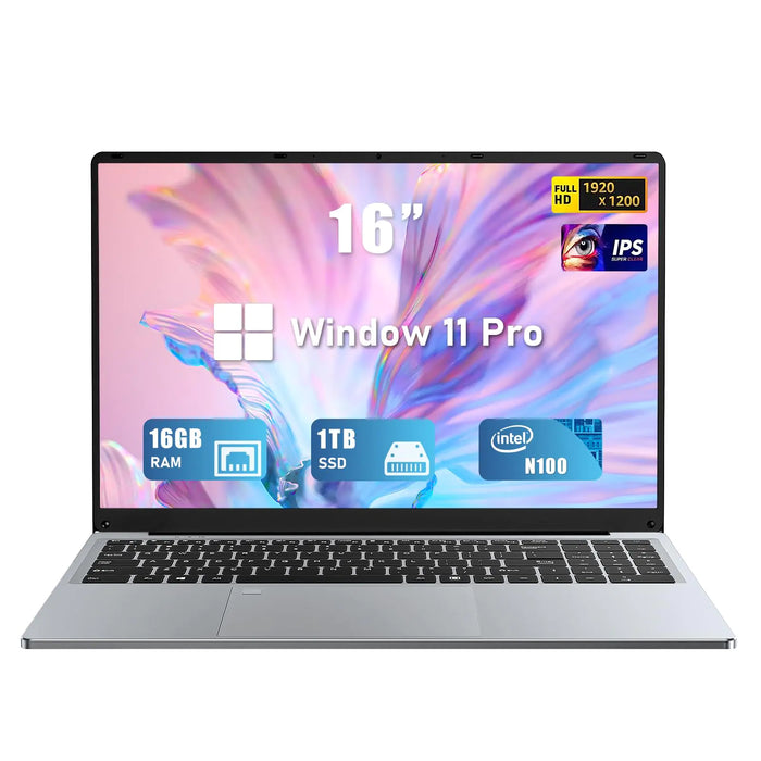 FUNYET Gaming Laptop | 16 Inch FHD Display (1920 x 1200) | 12th N100 Laptop Computer | 16GB RAM 1TB SSD | Supports 180 Angle Opening | Bluetooth | Backlit Keyboard | Windows 11 Pro. - Gadgetmanic.com