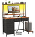 Computer Desk with Hutch Gaming Desk with Power Outlets & LED Ligthts & 5 Fabric Drawers Home Office Desk with 2 Tiers Storage Shelves for Display 39" PC Gamer Table for Bedroom Rustic Brown - Gadgetmanic.com