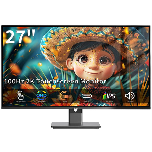 Pisichen Touchscreen Monitor 27 Inch 2K 100Hz Gaming Monitor QHD 2560x1440 IPS PC Monitor 10-Point Multi Touch Screen Computer Monitor USBC HDMI VGA Ports Built-in Speakers - Gadgetmanic.com