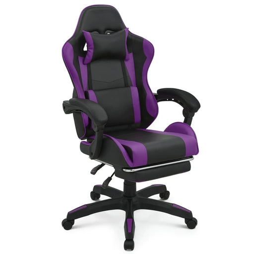 MoNiBloom Gaming Chair Office Chair Leather High Back Computer Chair with Headrest and Lumbar Support 360° Swivel Ergonomic Footrest Adjustable Gamer Chair for Adult Teen Home Office Using Purple - Gadgetmanic.com