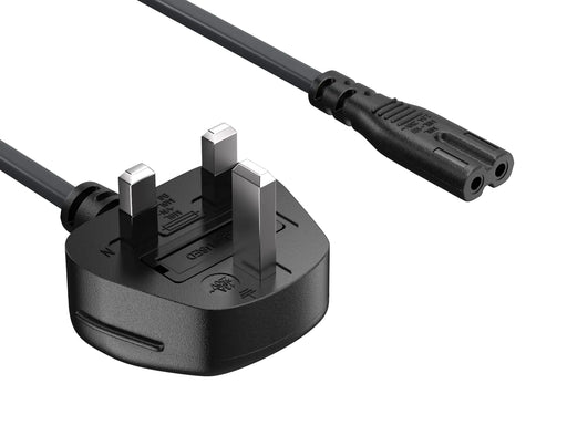 CableLeader 6ft 18 AWG England/UK Notebook Power Cord Non-Polarized with Fuse IEC-320-C7 to UK Plug BS1363-1/A - Gadgetmanic.com